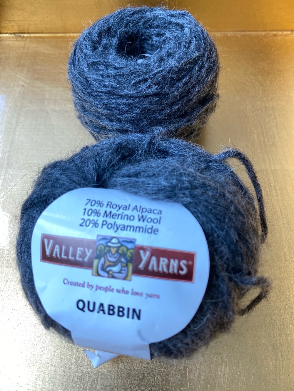 Alpaca, Wool, Polyamide blend Quabbin Yarn, by Valley Yarns. Gray. Made in Italy